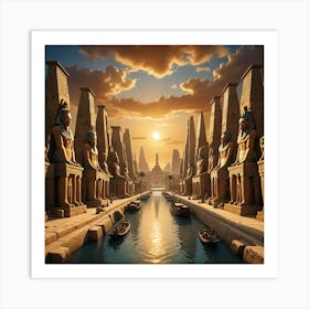 Egyptian Temples At Sunset 2 Art Print