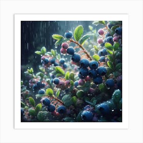 Blueberries In The Rain 1 Art Print