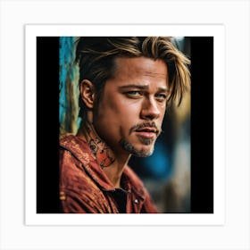 A Painting Style Oil Color Of Brad Pitt In Behan (4) Art Print