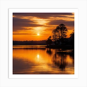 Sunset At The Lake Art Print