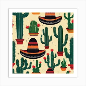 Mexican Cactus Pattern 6 Art Print