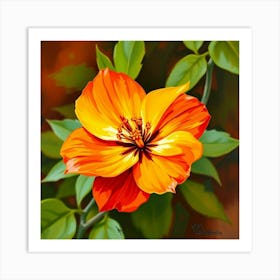 Orange Hibiscus Flower Art Print