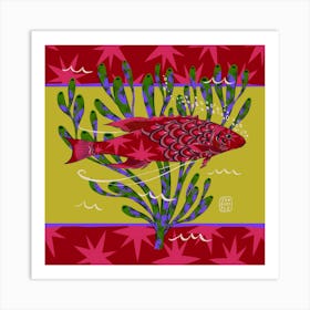 Red Star Fish Art Print