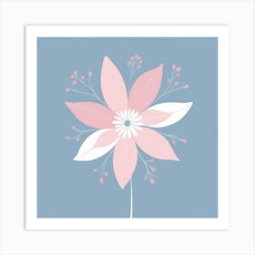 A White And Pink Flower In Minimalist Style Square Composition 351 Art Print