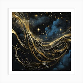 Golden Swirls Art Print