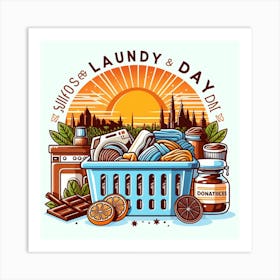 Laundry day and laundry basket Art Print