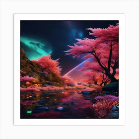 Pink Trees In The Forest Art Print