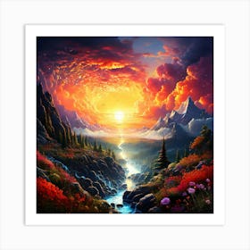 Sunset In The Mountains 5 Art Print