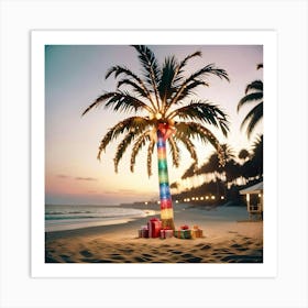 Christmas Tree On The Beach Art Print