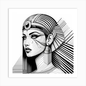 Cleopatra Head -Abstract Line Art Illustration 174 Art Print