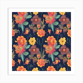 Floral Seamless Pattern Art Print