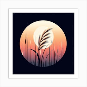 Sunset With Reeds Art Print