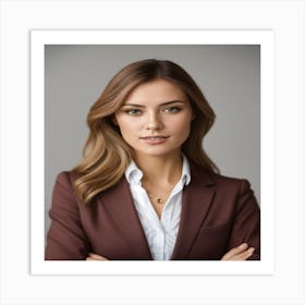 Realistic Photo Of A Businesswoman On A White Back Art Print