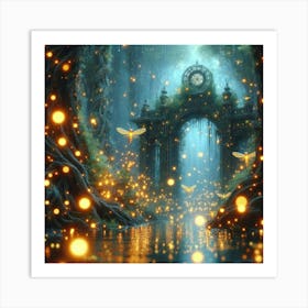 Fireflies In The Forest Art Print