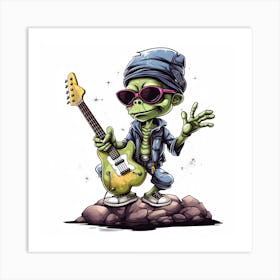 Rock N Roll Skeleton Art Print