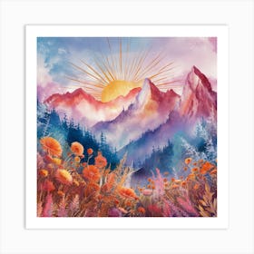 Sunrise In The Mountains 1 Art Print