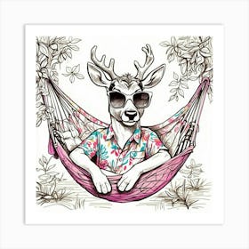 Deer In A Hammock 8 Art Print