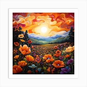 Poppies At Sunset 1 Art Print