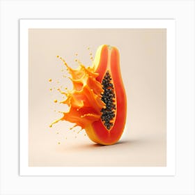 Papaya Juice Splash Art Print