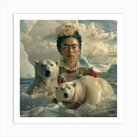 Frida Kahlo and the Melting Arctic. Animal Conservation Series. Art Print