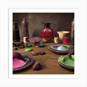 Table Of Colored Powders Art Print