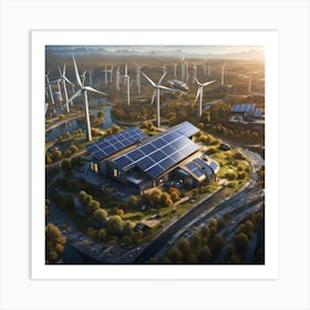 Wind Turbines And Solar Panels for the future Art Print