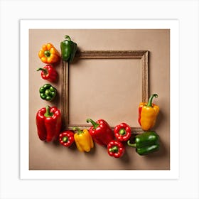 Colorful Peppers In A Frame 12 Art Print