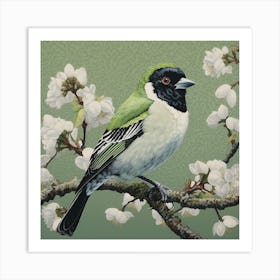 Ohara Koson Inspired Bird Painting Finch 3 Square Art Print