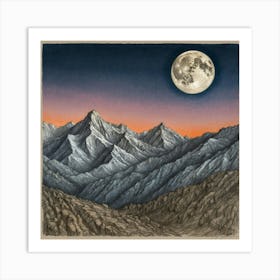 Moonlight Over The Mountains Art Print