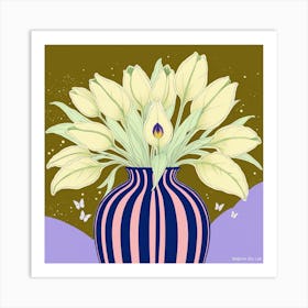 White Tulips In A Vase Art Print