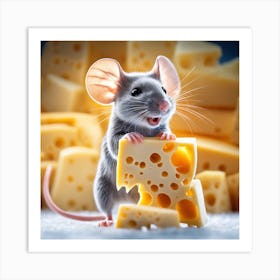 Mouse Eating Cheese Art Print