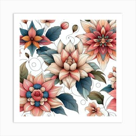 Flowers Plants Pattern Design Rose Garden Flower Decoration Love Romance Bouquet Art Print