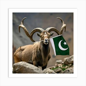 A Majestic Markhor With Coiled Horns And Art Print