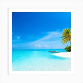 Tropical Beach With Palm Trees(wall art) Art Print