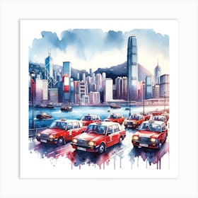 Hong Kong Taxis Art Print