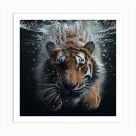 Tiger Swimming Underwater 2 Art Print