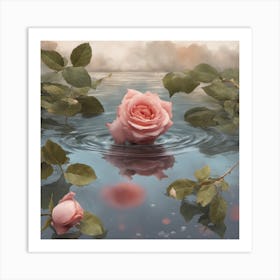 Roses In Water Art Print