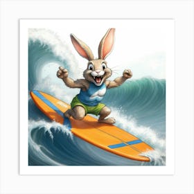 Bunny Surfboard 1 Art Print