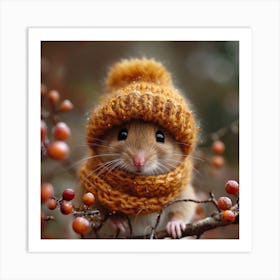 Cute Mouse In A Hat Art Print