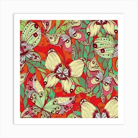 Hand Drawn Butterfly Pattern 02 Art Print