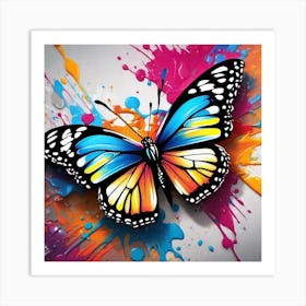 Butterfly With Paint Splashes 2 Art Print