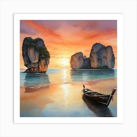 Sunset In Krabi Thailand Art Print 1 Art Print