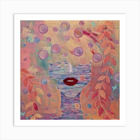 Bubbles colorful woman portrait Art Print