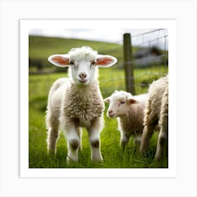 Young Cute Grass Farming Animal Farm Field Fur Wool Farm Animal Baby Countryside Little Art Print