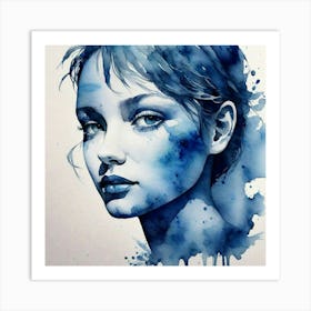 Blue Watercolor Painting 3 Art Print