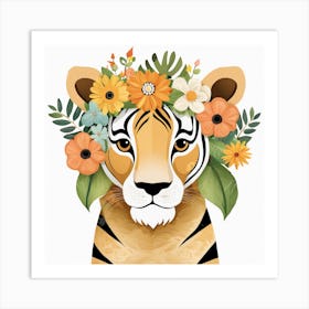 Floral Cute Baby Lion Nursery Illustration (13) 1 Art Print