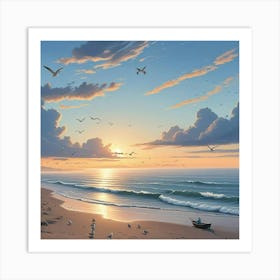 Ocean Sunset Beach Art Print (9) Art Print