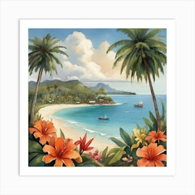 Pacific Islands Travel Illustration Art Print Art Print