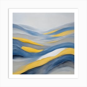 Abstract Blue And Yellow Waves Art Print