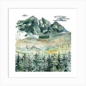 Watercolor Of Mountains van gogh watercolor Art Print